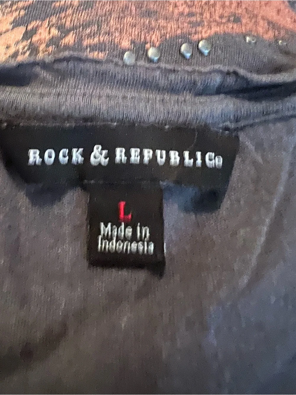 Rock And Republic Gray Short Sleeve T-Shirt Flag Shirt size large - Picture 4 of 5